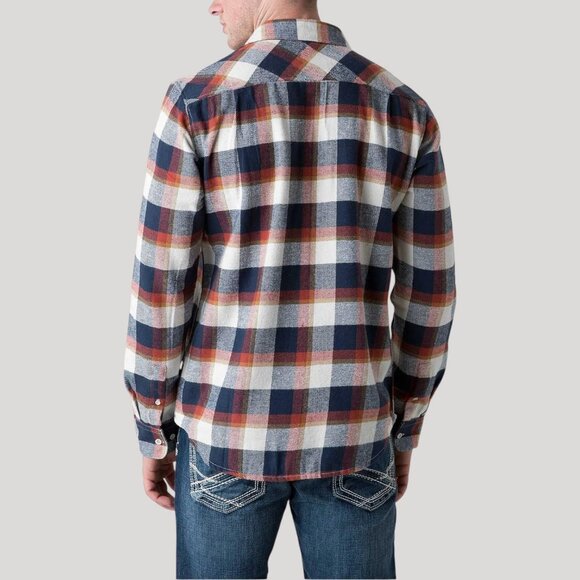 RVCA Telltale Shirt Red Ochre Plaid Long Sleeve Flannel Shirt L Regular Fit - Picture 2 of 8